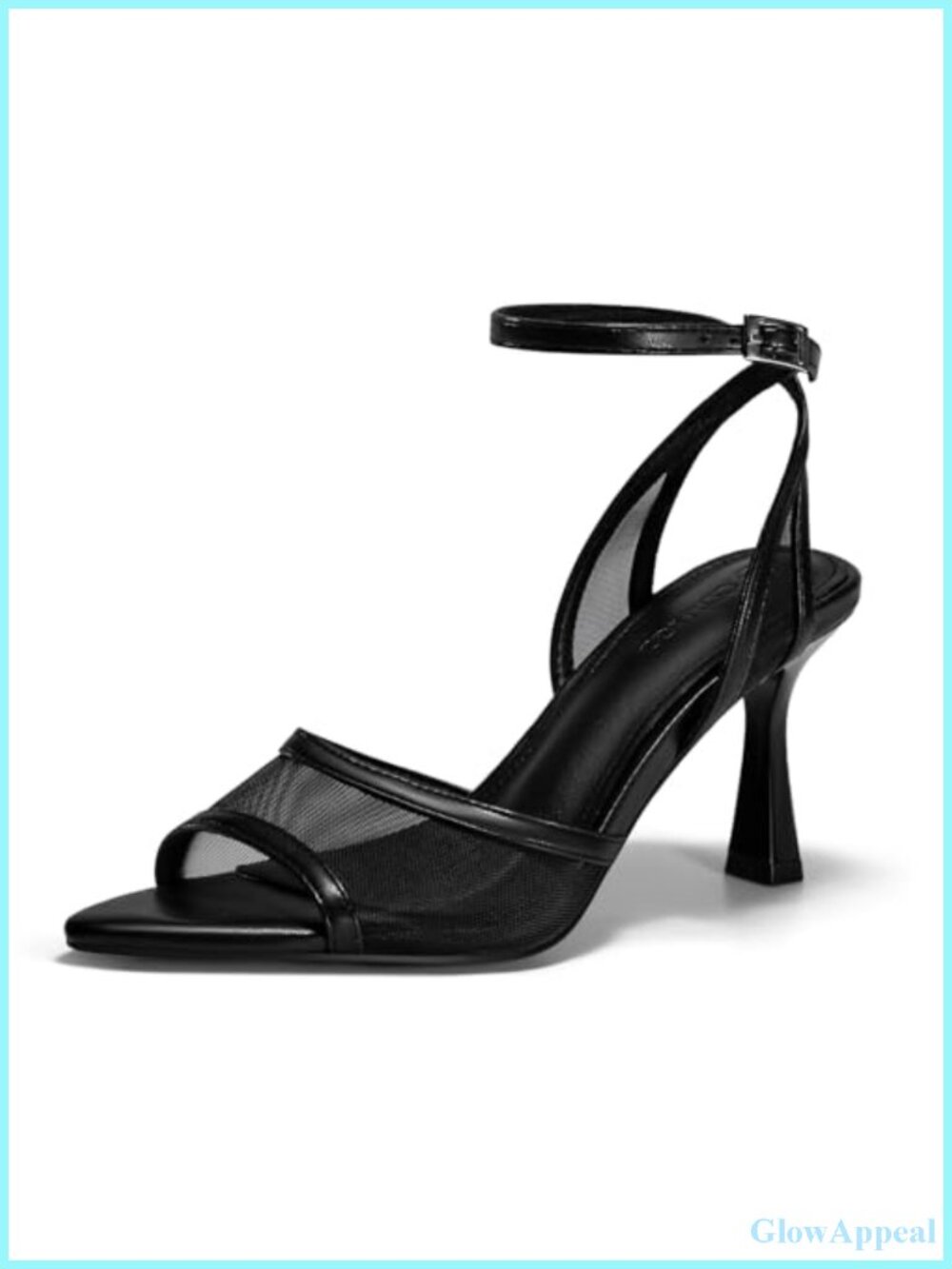 Womens Kitten Heel Mesh Sandals Open Toe Ankle Buckle Strap Dress